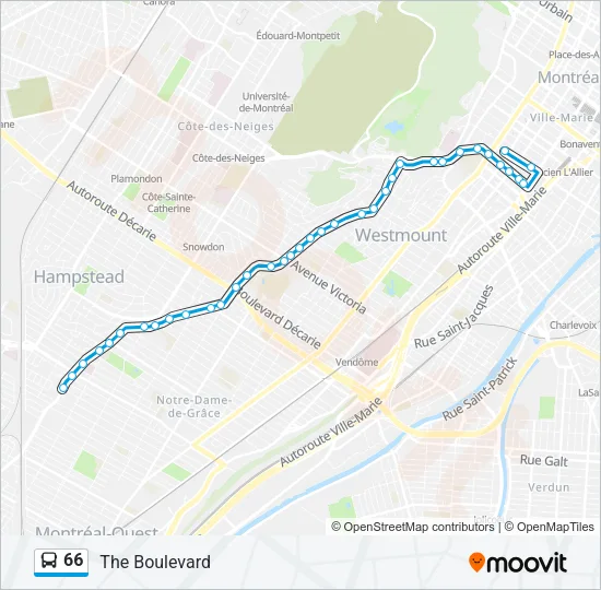 Plan de la ligne 66 de bus