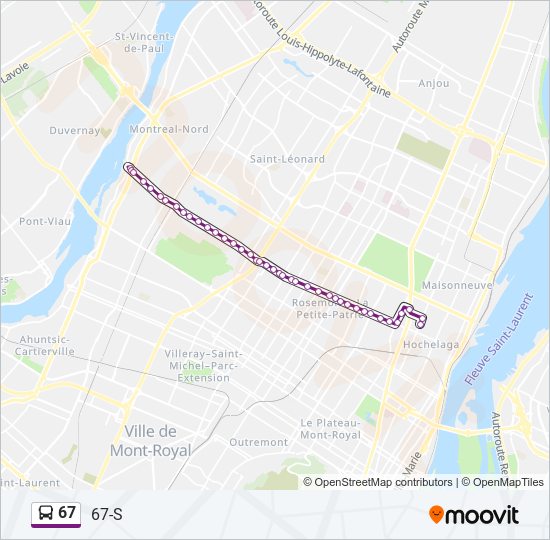 Plan de la ligne 67 de bus