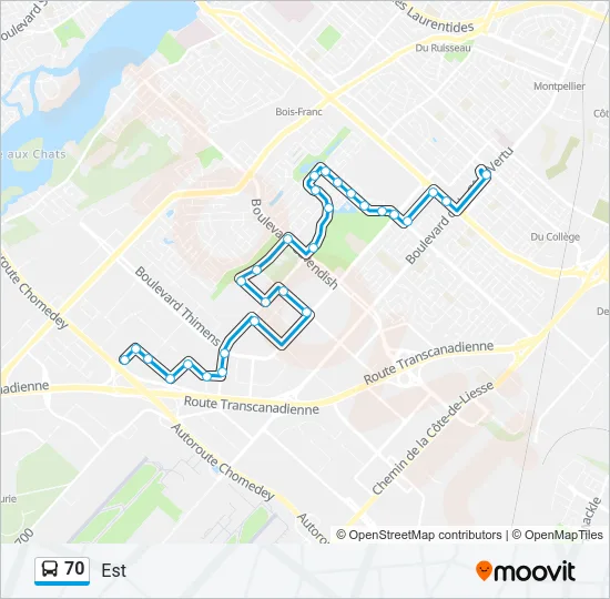 70 Bus Line Map