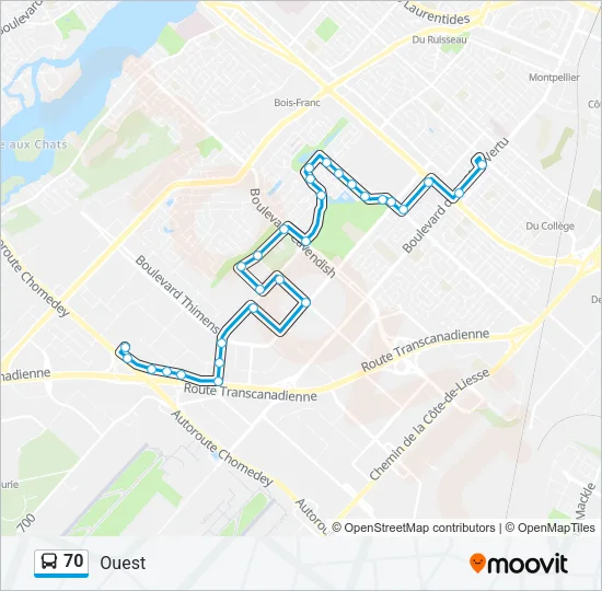 70 Bus Line Map