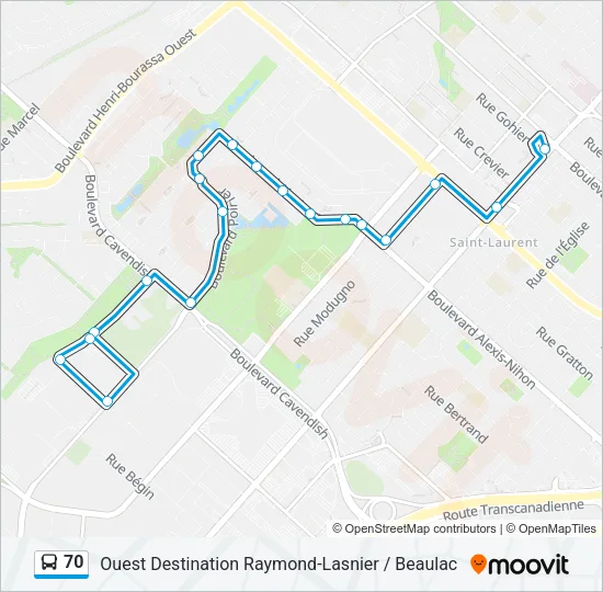 70 Bus Line Map