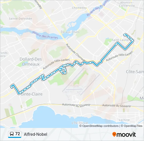 Plan de la ligne 72 de bus
