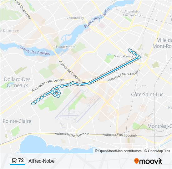 Plan de la ligne 72 de bus