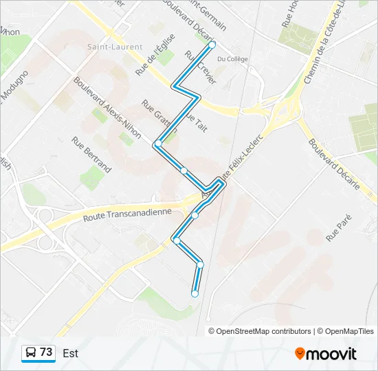 Plan de la ligne 73 de bus