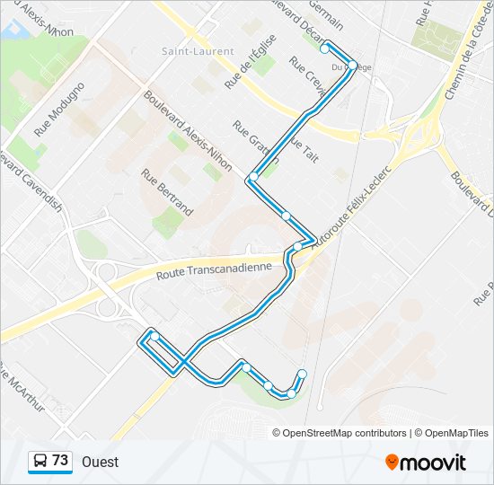 73 bus Line Map