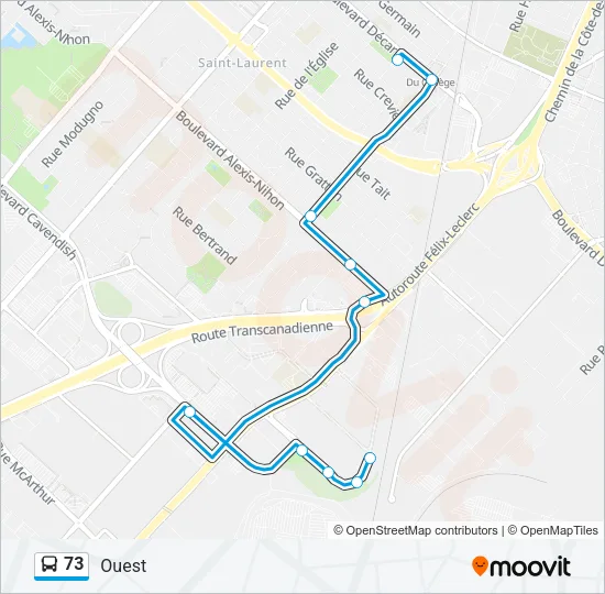 73 Bus Line Map