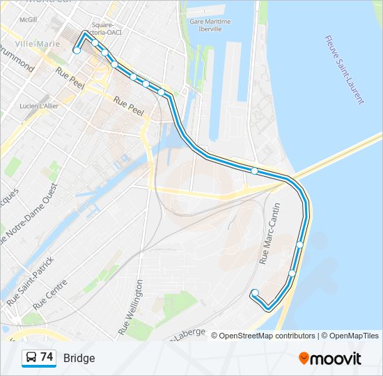 Plan de la ligne 74 de bus