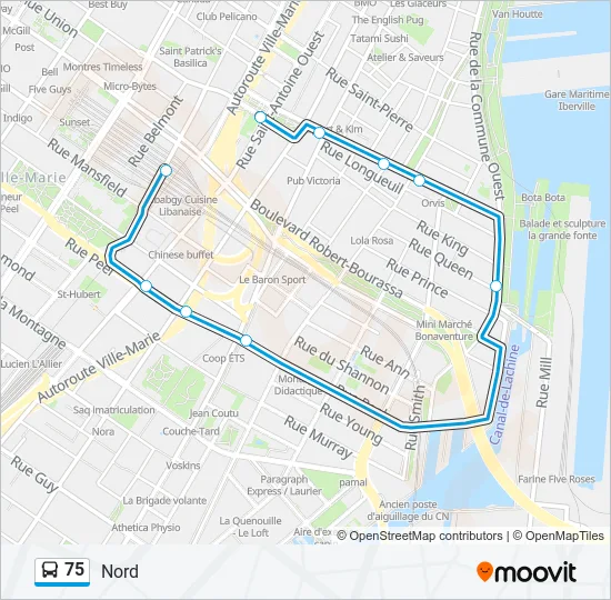 75 Bus Line Map