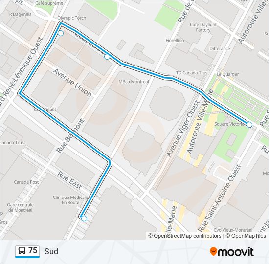 75 Bus Line Map