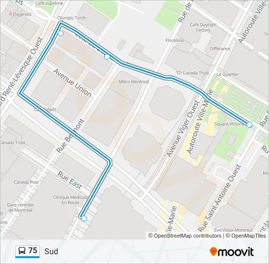 75 Bus Line Map