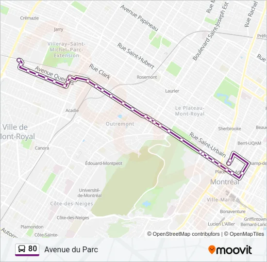 Plan de la ligne 80 de bus
