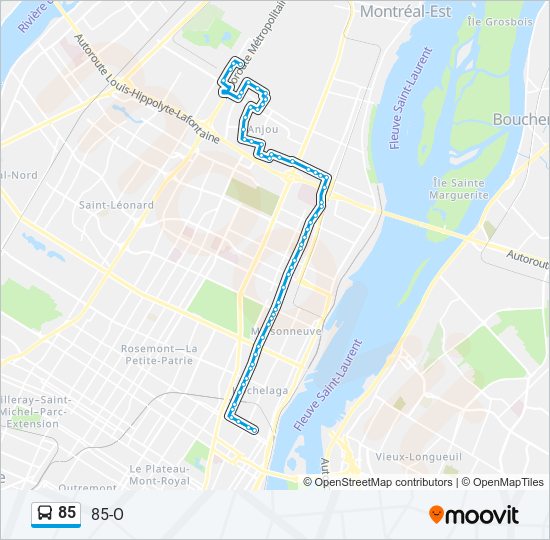 Plan de la ligne 85 de bus