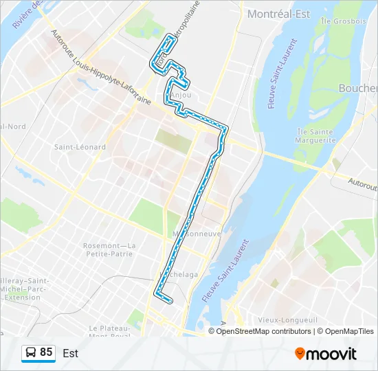 Plan de la ligne 85 de bus