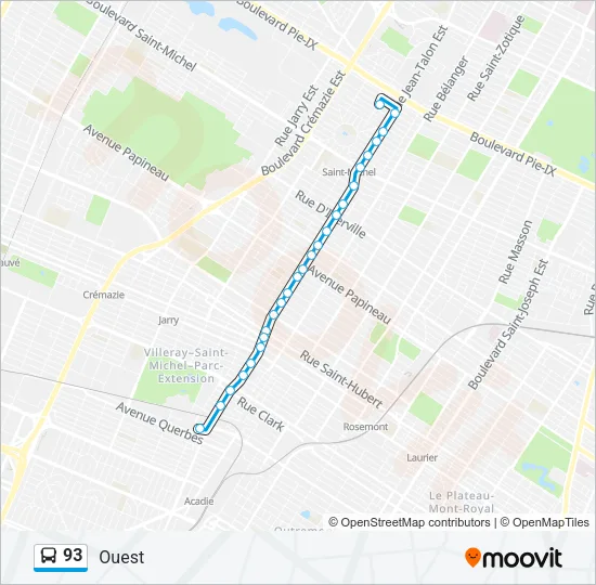 93 Bus Line Map