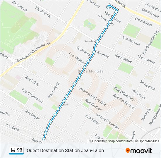 93 Bus Line Map