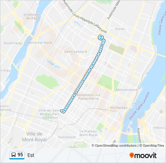 Plan de la ligne 95 de bus