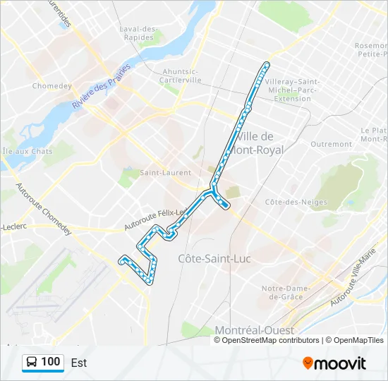 Plan de la ligne 100 de bus