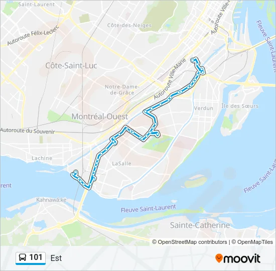 Plan de la ligne 101 de bus
