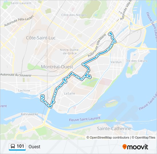 Plan de la ligne 101 de bus