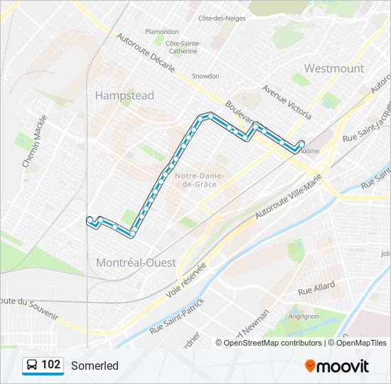 Plan de la ligne 102 de bus