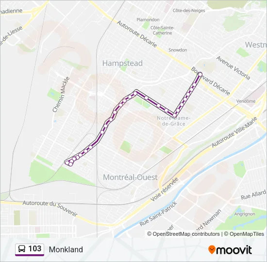 103 Bus Line Map