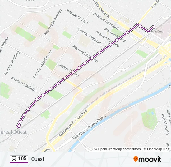 105 Bus Line Map