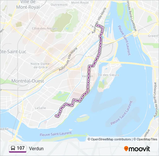 107 Bus Line Map