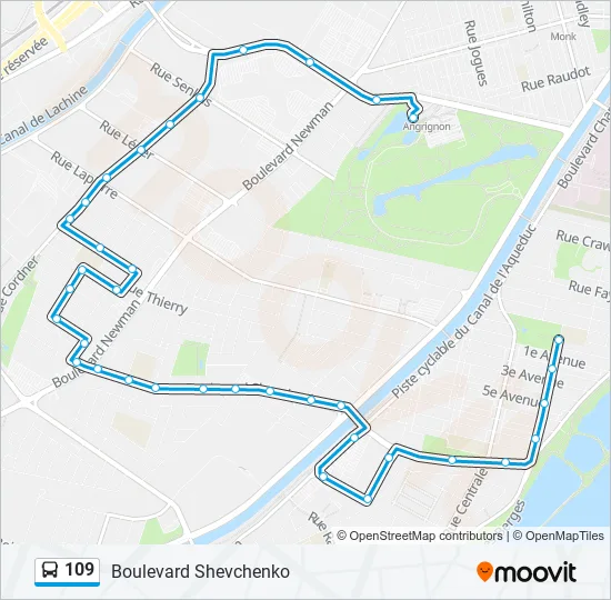 Plan de la ligne 109 de bus