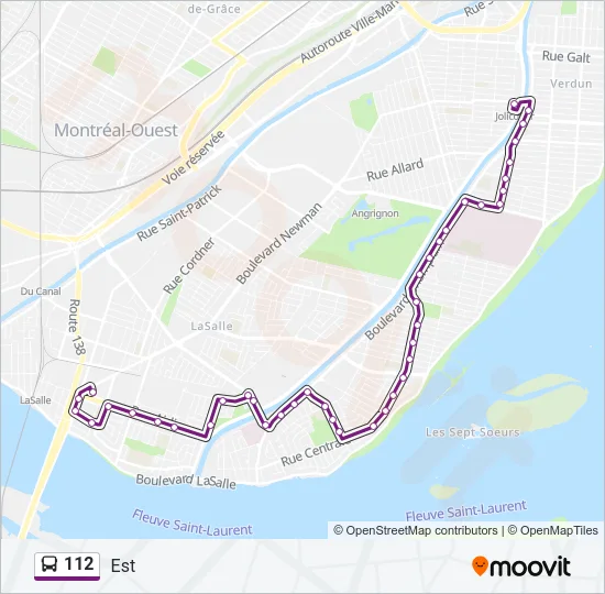 Plan de la ligne 112 de bus