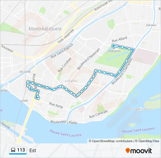 Plan de la ligne 113 de bus
