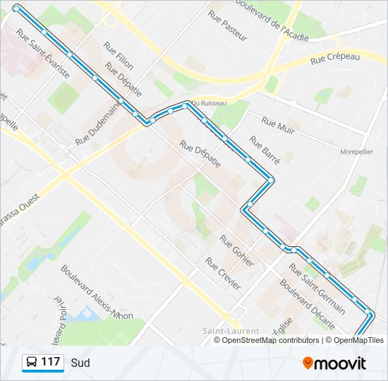 117 bus Line Map