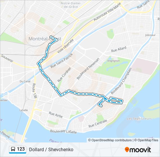 Plan de la ligne 123 de bus