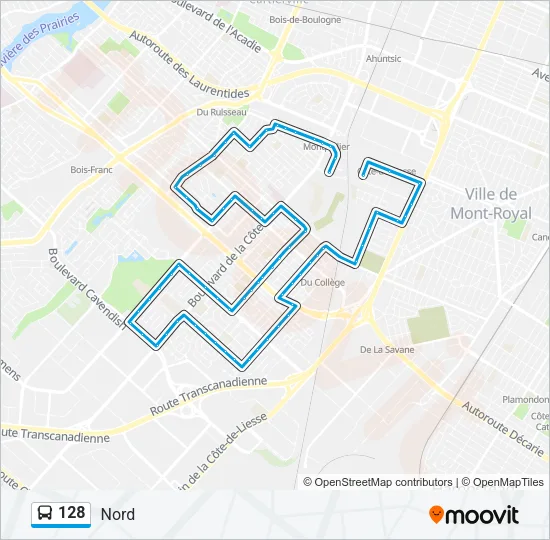 128 Bus Line Map