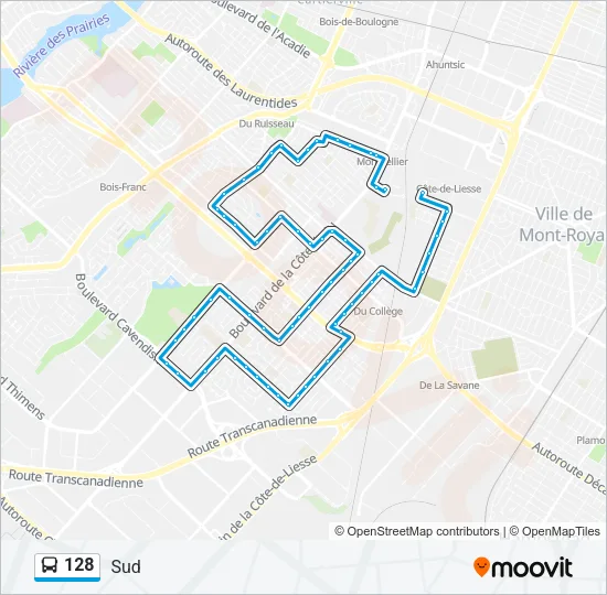 128 Bus Line Map