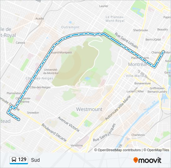 Plan de la ligne 129 de bus