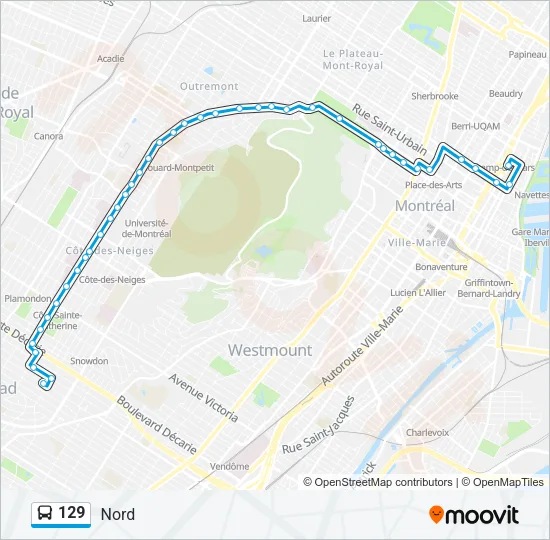 Plan de la ligne 129 de bus