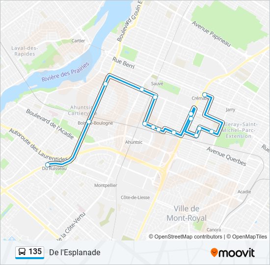 Plan de la ligne 135 de bus