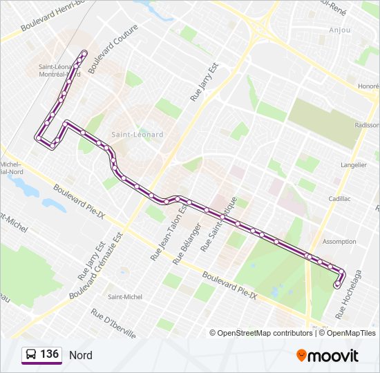 136 bus Line Map