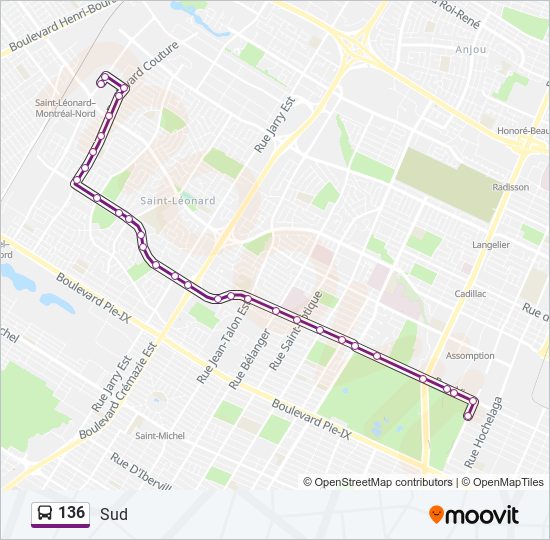 136 bus Line Map