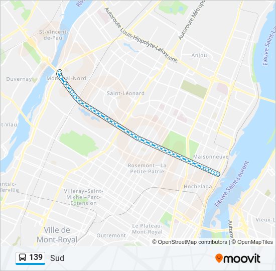 Plan de la ligne 139 de bus