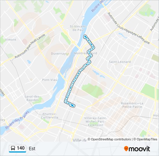 Plan de la ligne 140 de bus