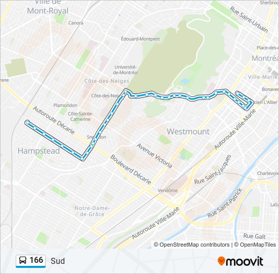 Plan de la ligne 166 de bus