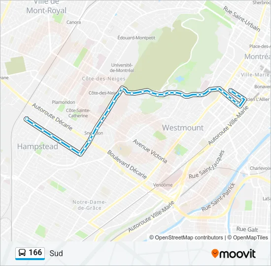 166 Bus Line Map