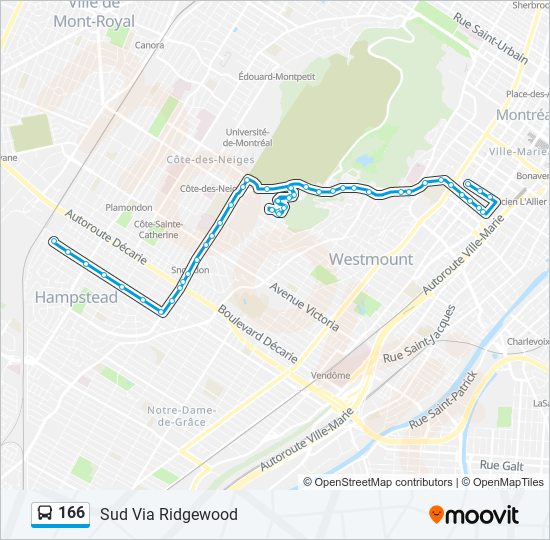 Plan de la ligne 166 de bus