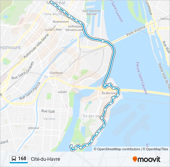 Plan de la ligne 168 de bus