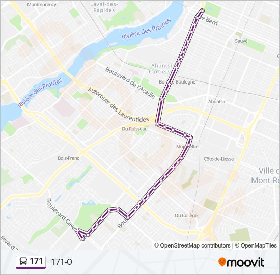 Plan de la ligne 171 de bus