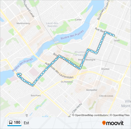 180 bus Line Map