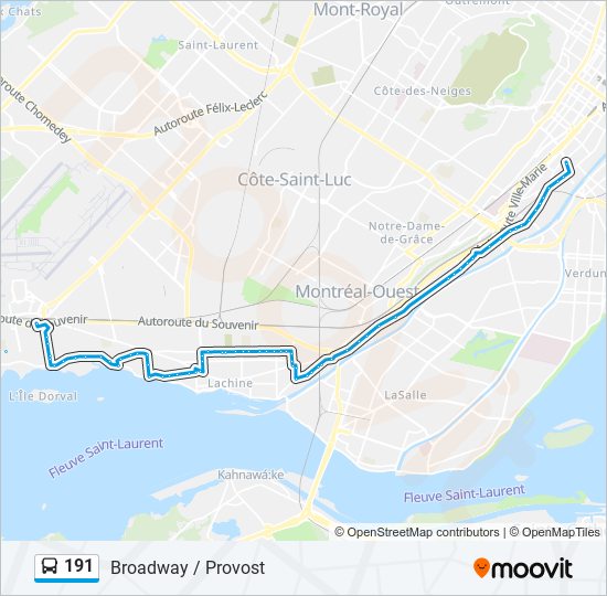 Plan de la ligne 191 de bus