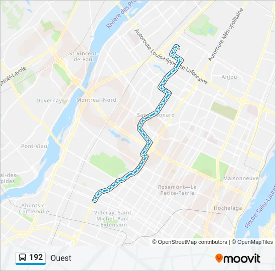 Plan de la ligne 192 de bus