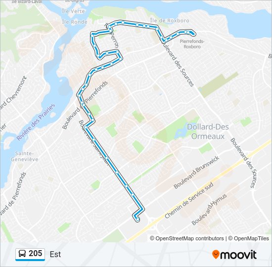 Plan de la ligne 205 de bus